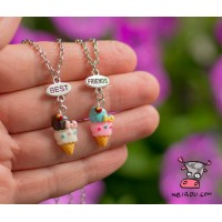 Кулон для друзей "Best Friends. Мороженое цветные шарики". Цена за набор 